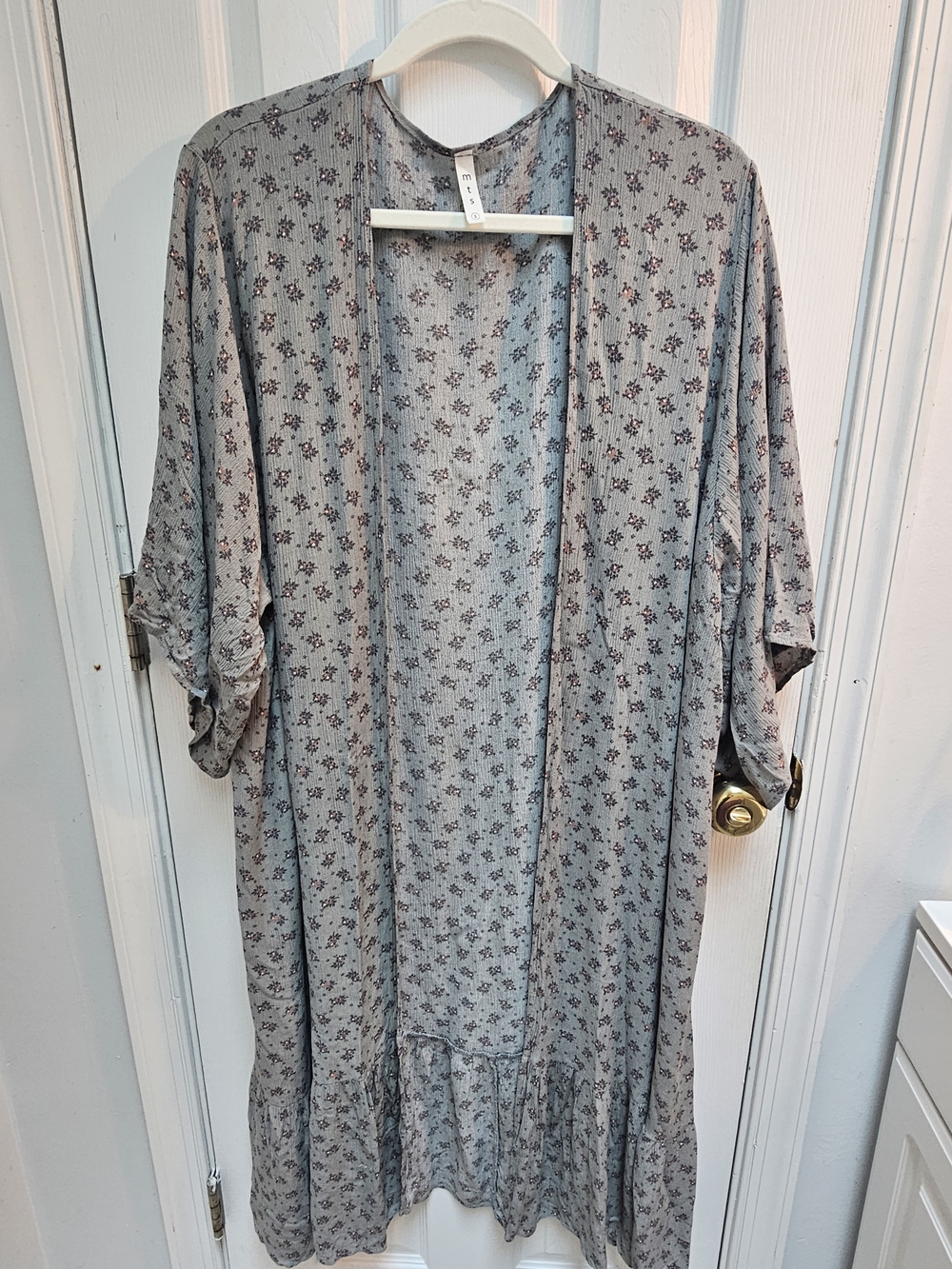 MTS Floral Duster Kimono – Boho Open-Front Cardigan Size Small